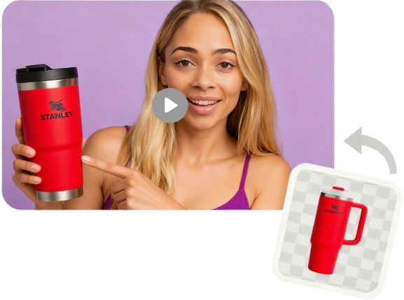 Product image to real-person voice-over video